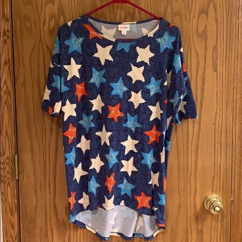 LuLaRoe XS Irma. Red, white, and blue B1